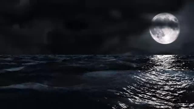 The moon over the sea at night
