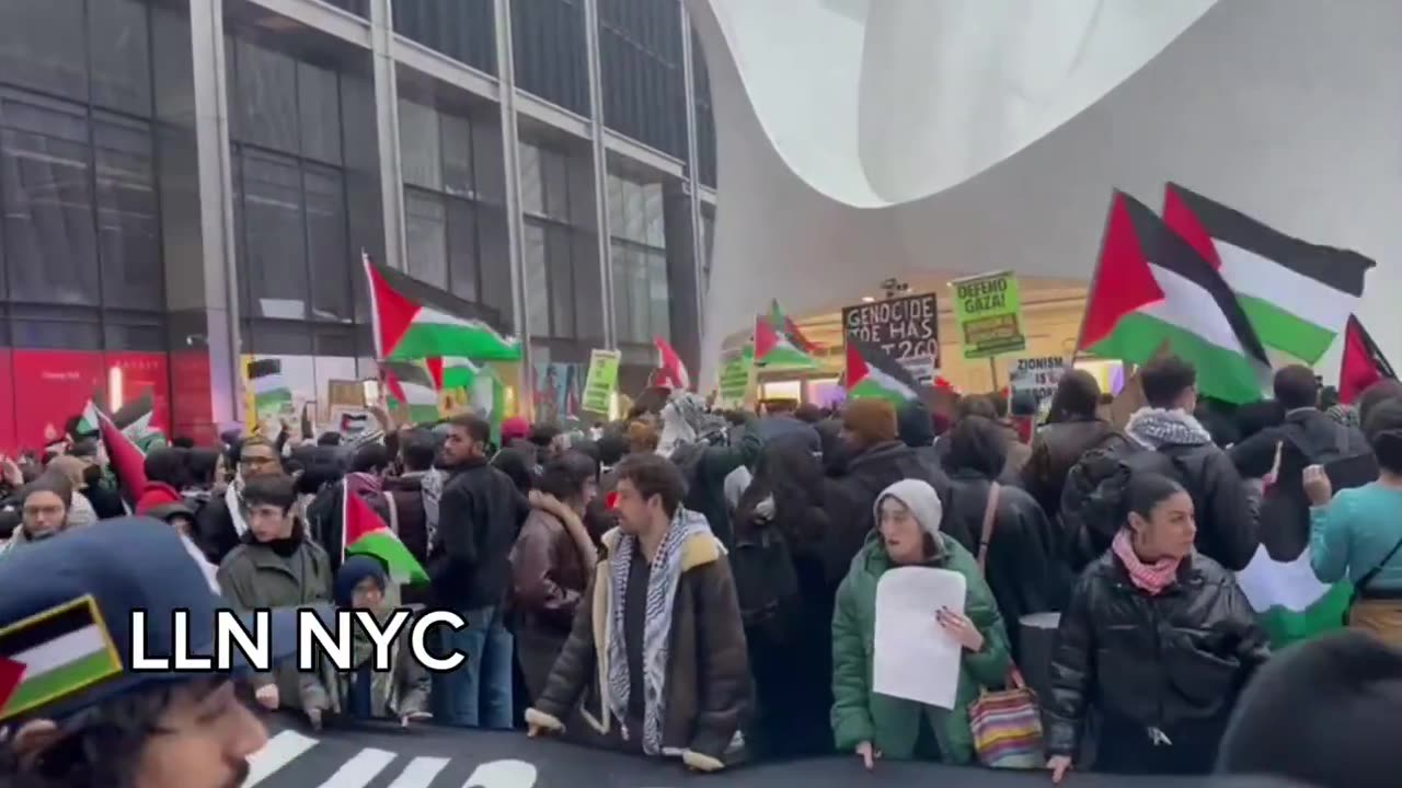 WTF ?! Pro-Palestine Hamas sympathisers block entrance to 911 memorial.