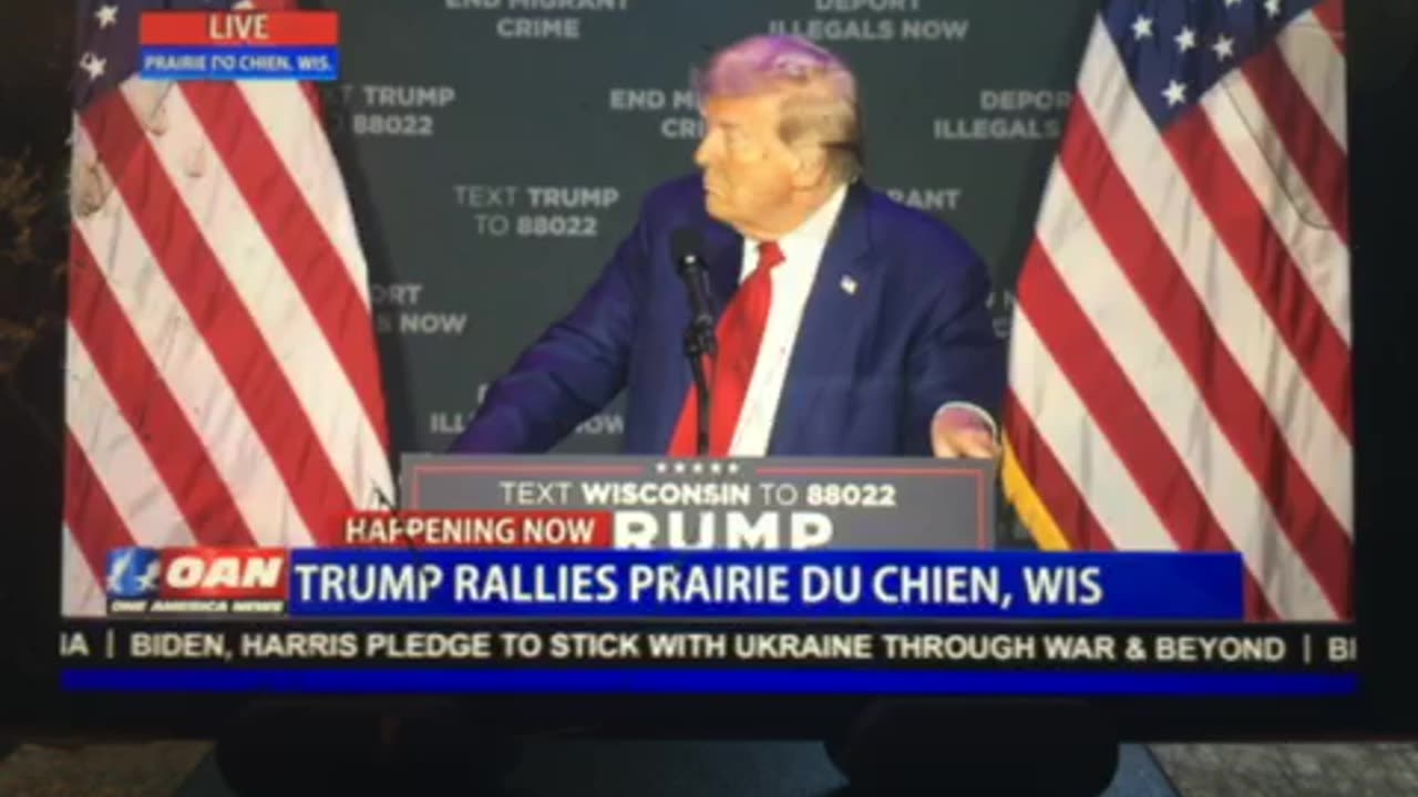 OANN Trump live prairie du churn Wisconsin Saturday 04:25 pm