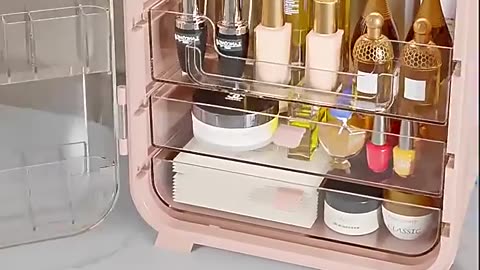 Cosmetics Storage Box Light Luxury Led Light Mirror Dust Belt Drawer