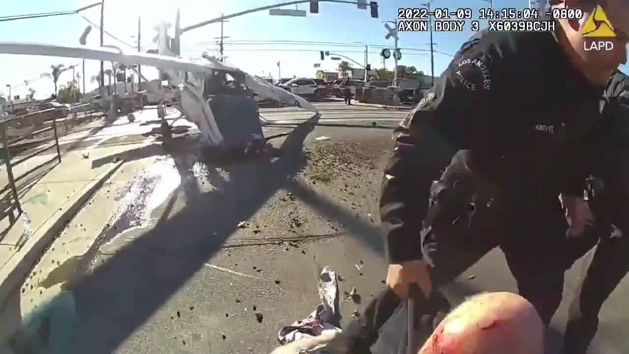 GRAPHIC: Pilot SAVED By Cops Right Before Being Hit By Train