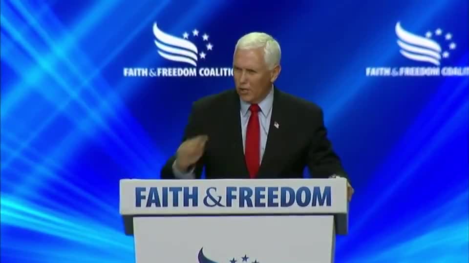 JUST IN - Crowd at the Faith and Freedom Coalition heckling Mike Pence and calling him a traitor.