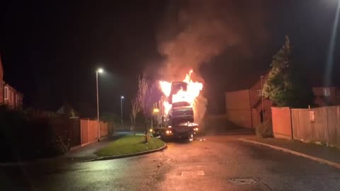 Car Carrier Catches Fire