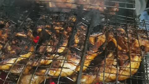 In winter chicken on fire