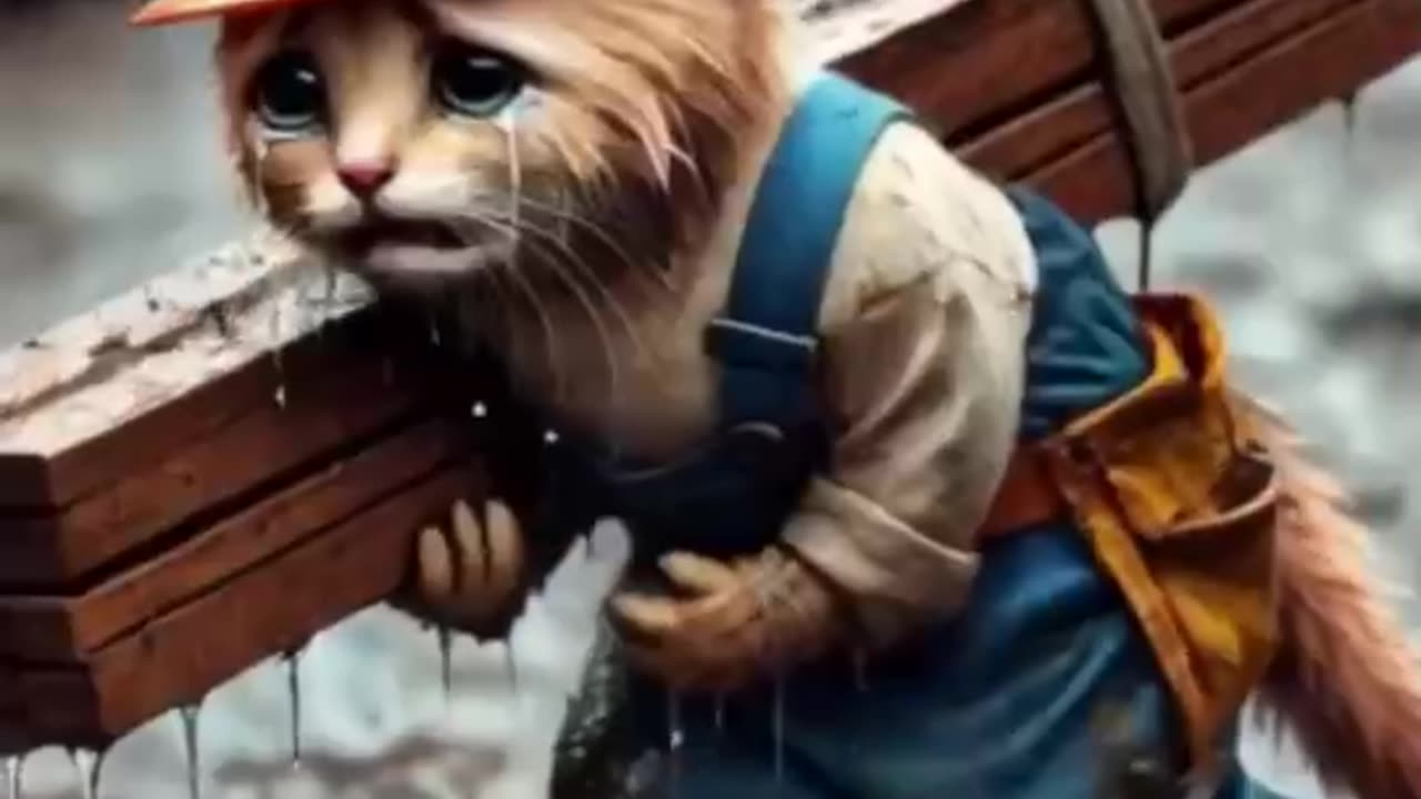 Cute kitty making something is looking marxi 🥹