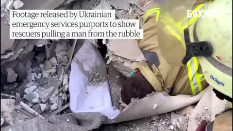 Ukraine_ emergency workers pull man from rubble after Russian airstrikes hit Bak