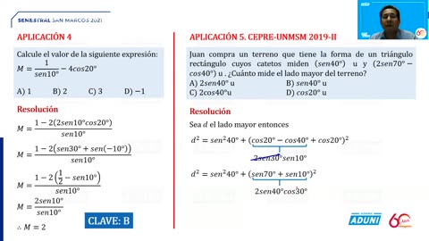 SEMESTRAL ADUNI 2021 | Semana 13 | Trigonometría S1