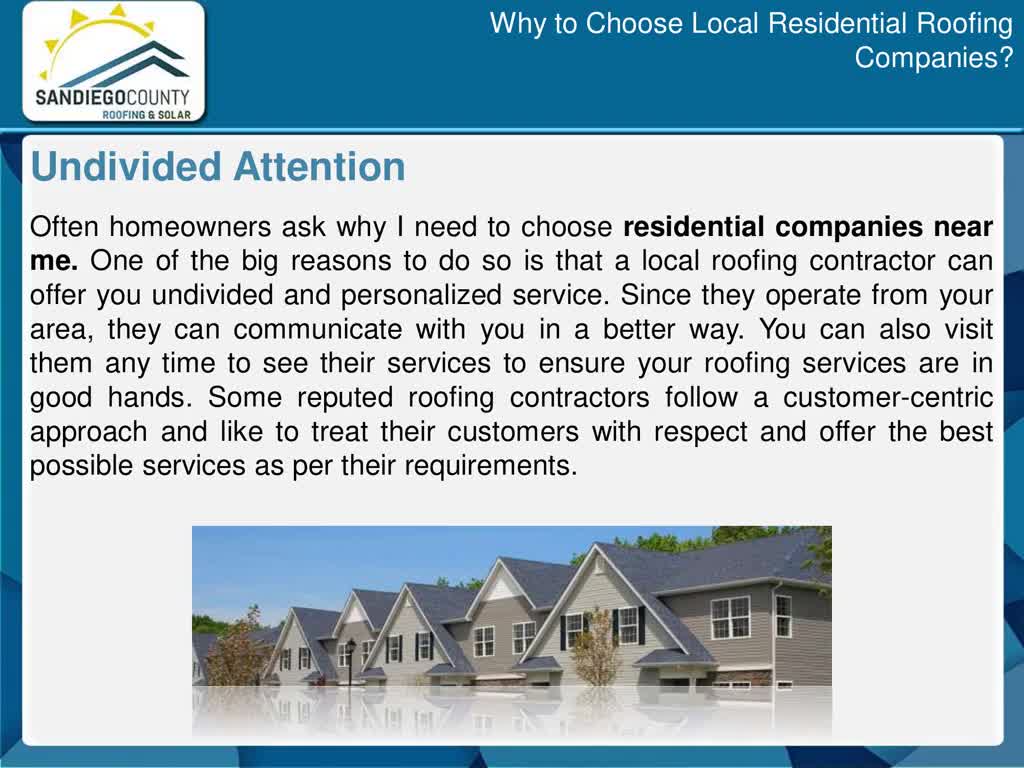 Why to Choose Local Residential Roofing Companies?