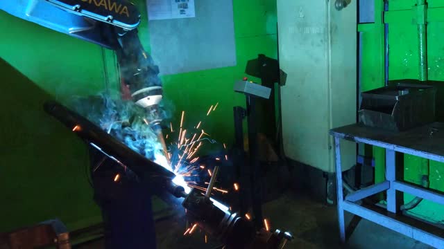 welding robot in production