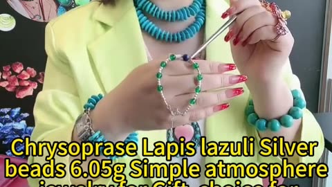 GN-20241113-07 Chrysoprase Lapis lazuli Silver beads 6.05g Simple atmosphere jewelry for Gift choice