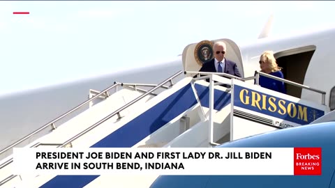 President Joe Biden And Dr. Jill Biden Arrive In South Bend, Indiana, For A Private Event