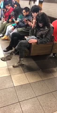 Man dressed like member of band kiss