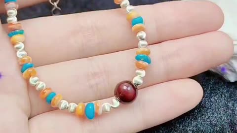 GN-20241017-05 S925 Silver and orange spiny oyster Fashion Bracelet Natural Beautiful Jewelry