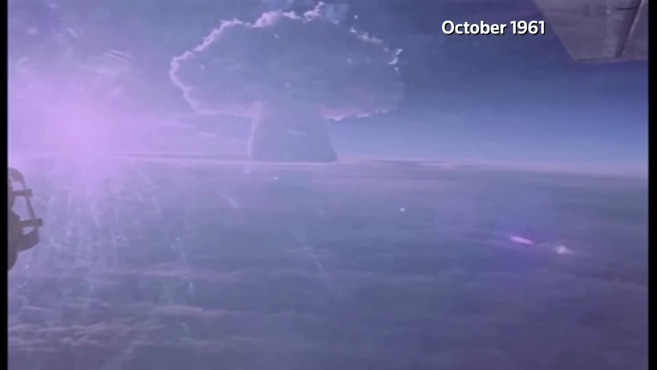 Soviet thermonuclear Tsar Bomba Test 1961. Largest nuclear bomb ever