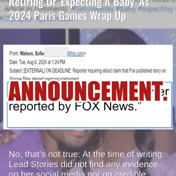 Fact Check: NO Evidence Olympic Gold Medalist Simone Biles Is Retiring Or 'Expecting A Baby'