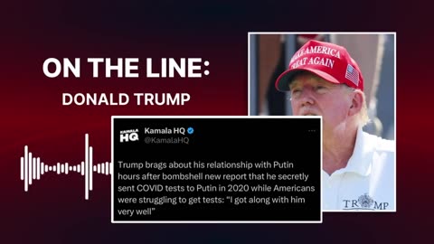 Bombshell that Trump sent Putin some COVID tests to help save lives.