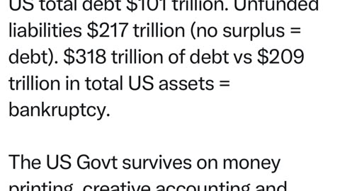 The US Govt survives on money printing, creative accounting and propaganda.