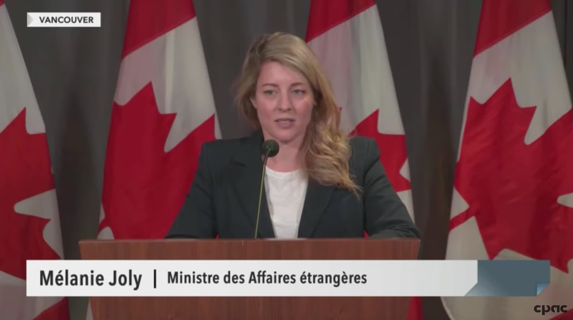 Mélanie Joly calls the mass stabbing incident in Saskatchewan a "shooting."