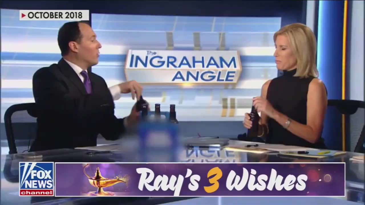 Fox just aired the old Ingraham selfie/beer/falling out of chair clip…