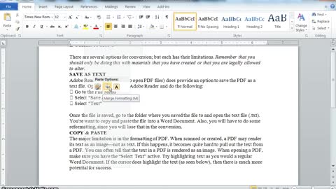 Convert PDF to Word by Using Copy and Paste