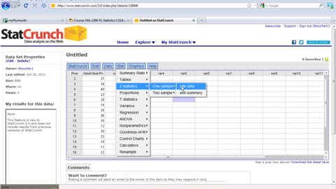 Z-test StatCrunch