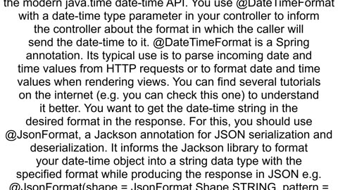 DateTimeFormat not converting date while sending response