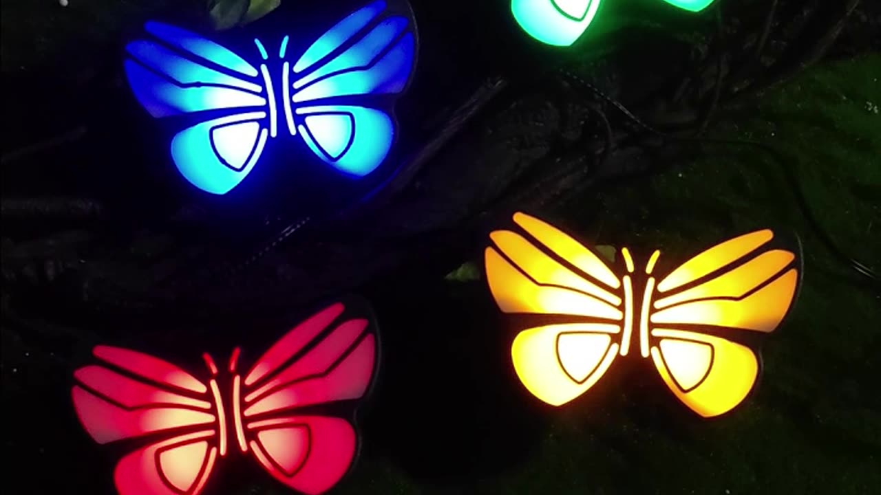 solar powered butterfly lights,Lawn lamp,Do you want to take it home, too?#solarlights#gardenlights