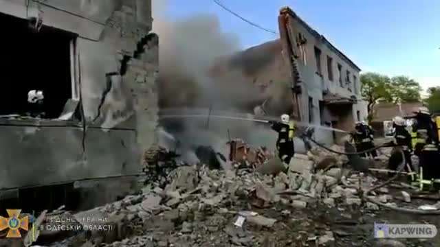 Rescuers deal with the consequences of the Russian missile strike on Odessa