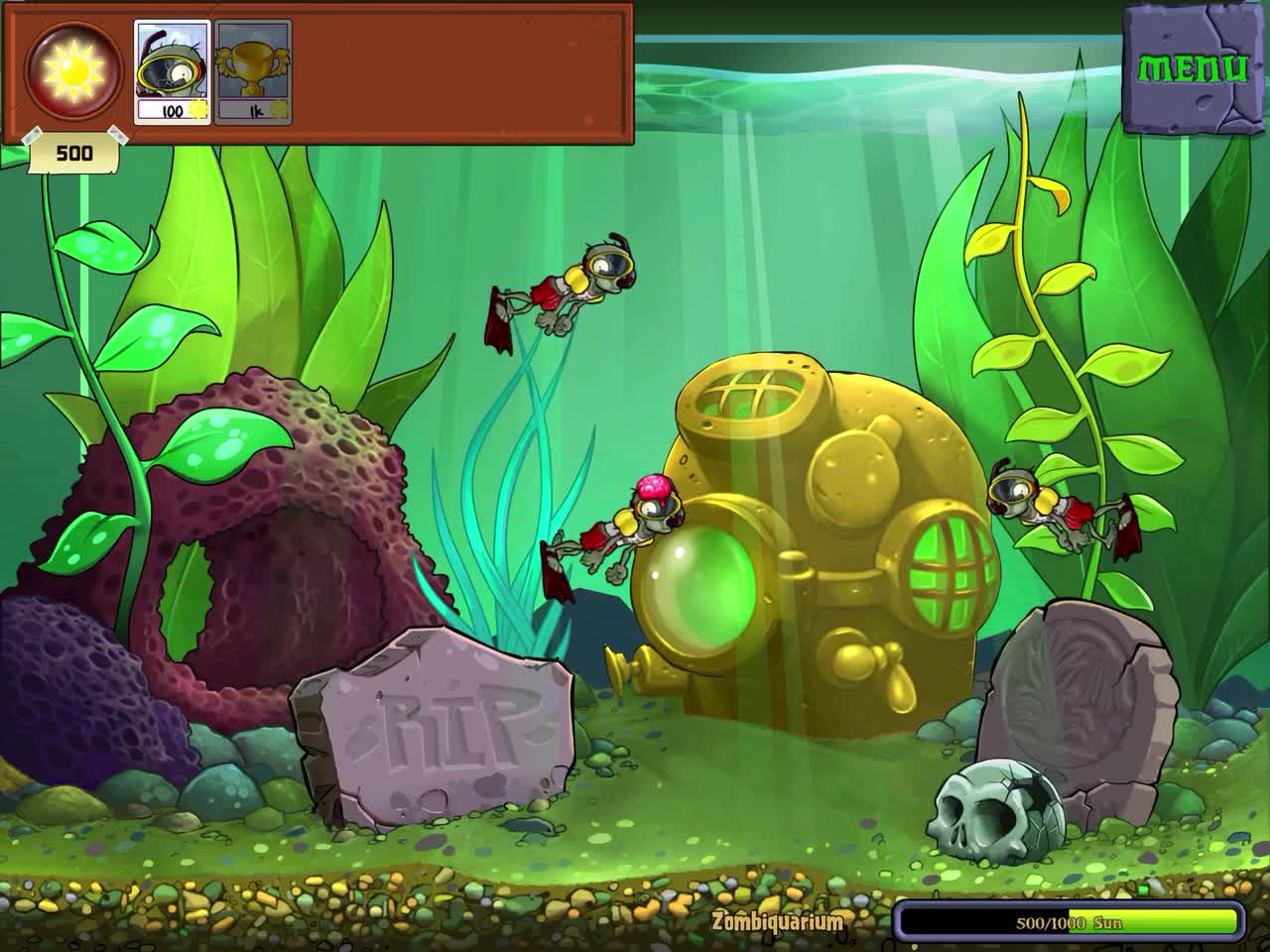 Plants vs Zombies - Zombiquarium mini-game