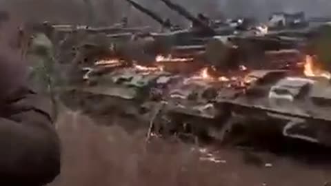 Abandoned Russian Air defense vehicles getting set on fire by Molotovs