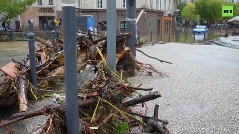 French city damaged by raging floods.mp4