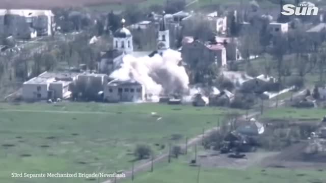 Ukrainian forces destroy Russian base near church