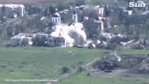 Ukrainian forces destroy Russian base near church