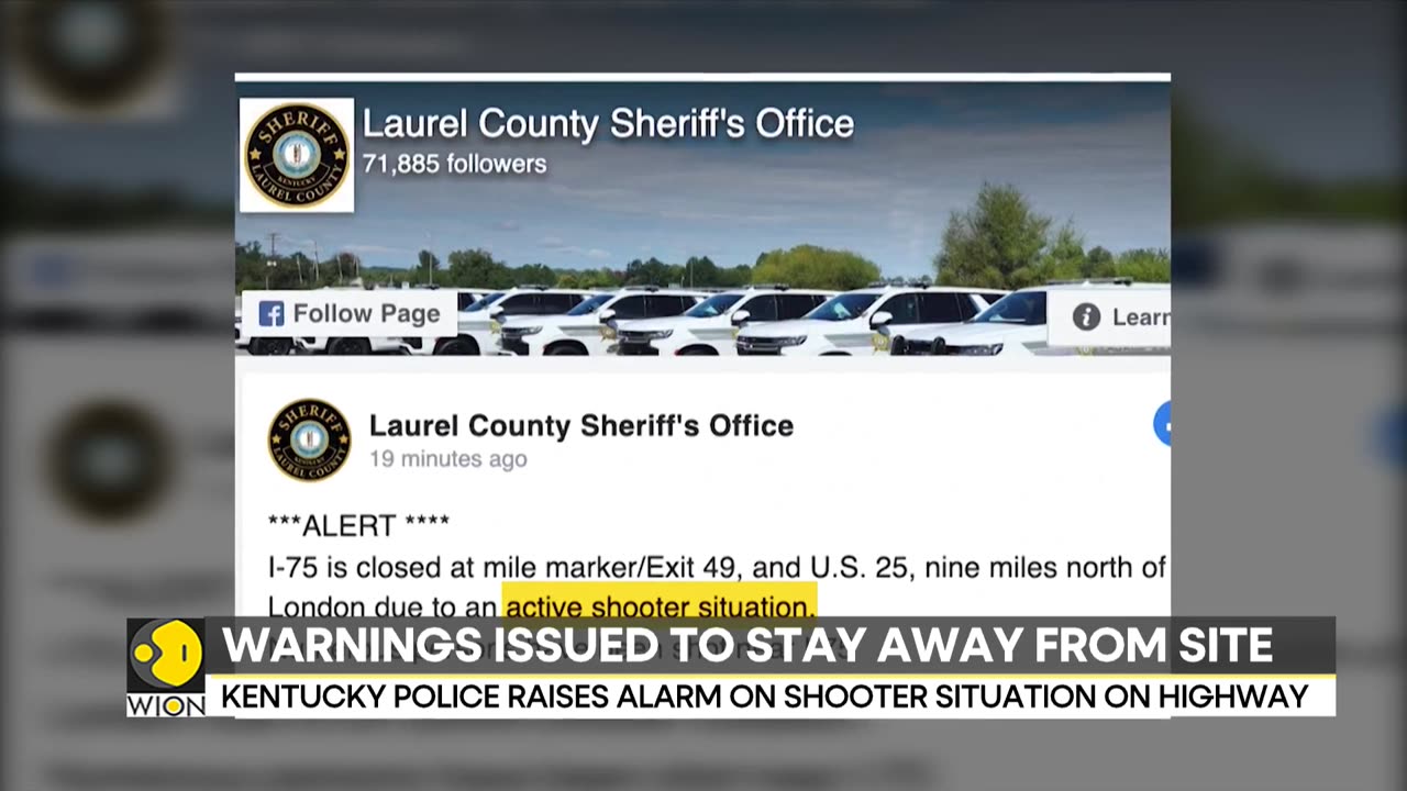 Kentucky police raises alarm on shooter situation on highway | WION