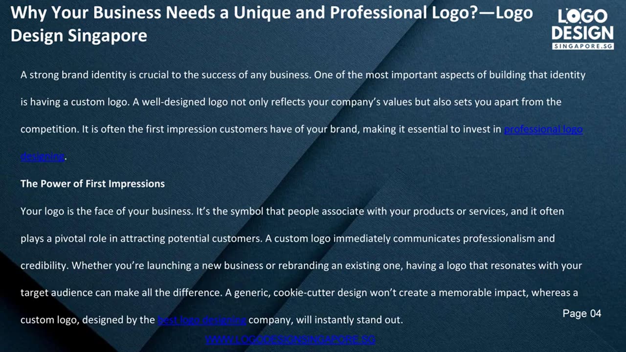 Why Your Business Needs a Unique and Professional Logo? — Logo Design Singapore