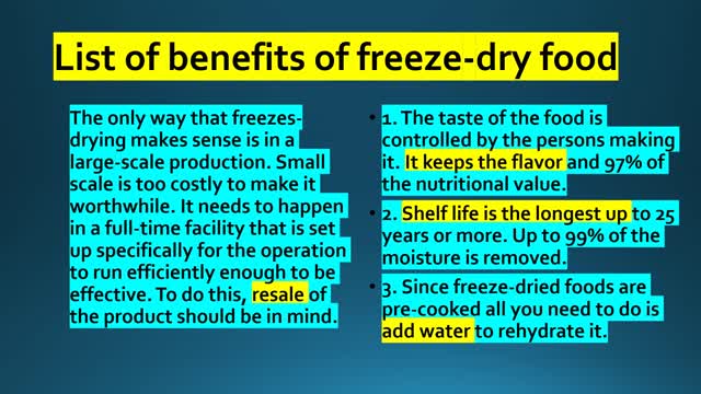 Food for the future - freeze drying importance for preservation