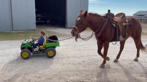 The day workers are headed out for a long day on the prairie