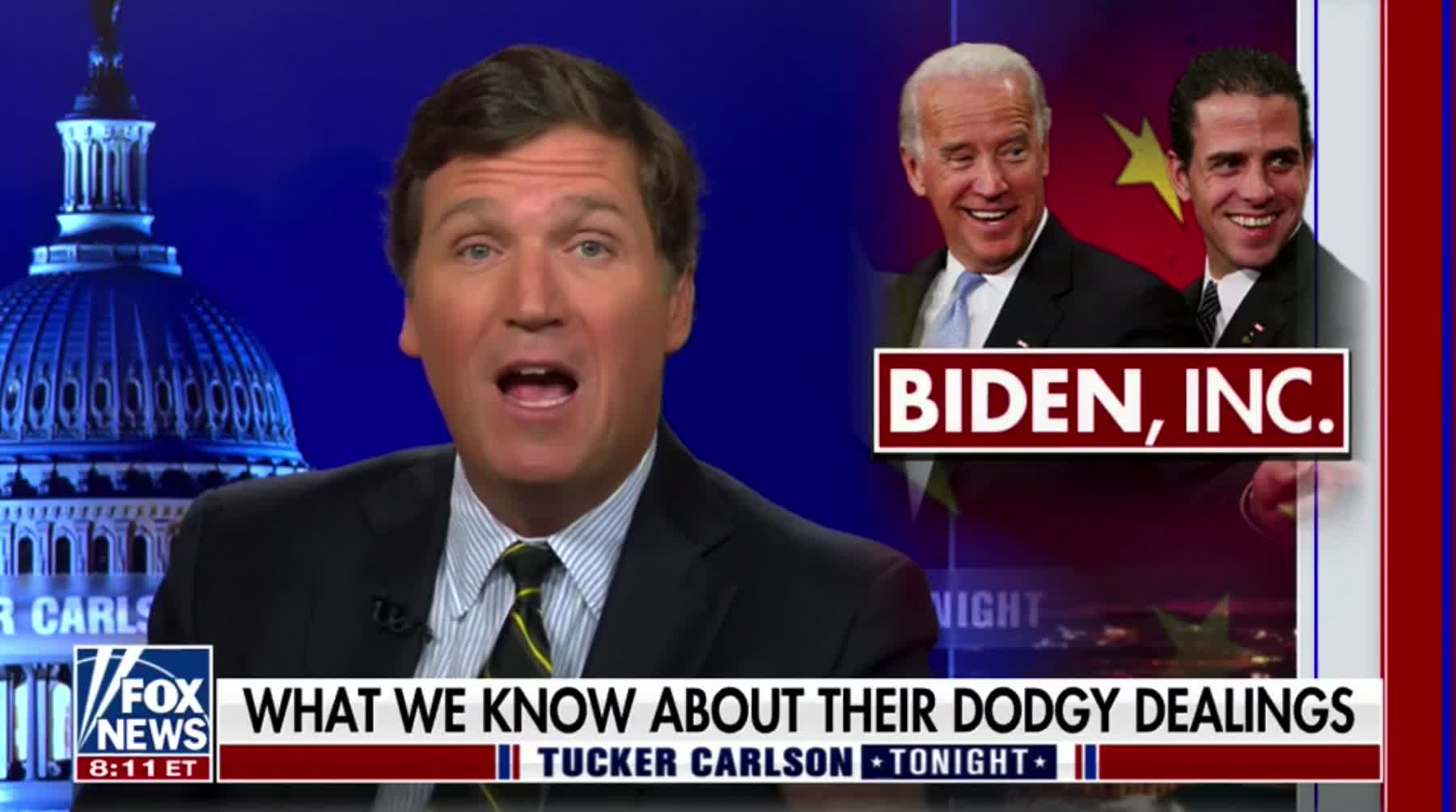 Tucker Carlson says the Biden family's business dealings are "almost exactly what they accused the Trumps of doing"