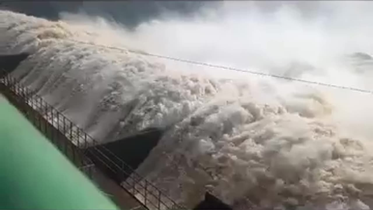 Water Fall by the Dam Gate Heavy Water