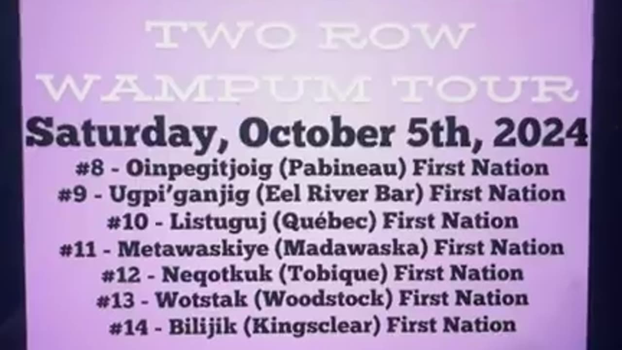 💥 New Brunswick Two Row Wampum Tour! 💥 - 10/02/24