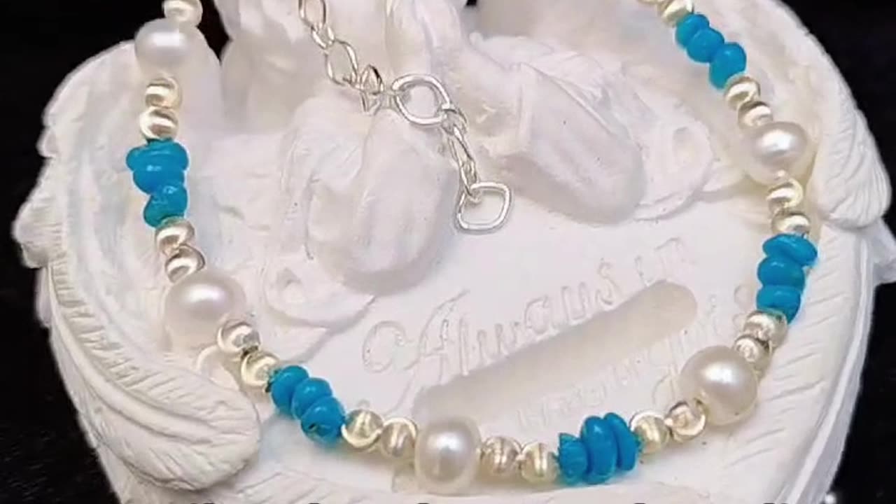 GN-20241025-05 S925 silver beads natural Sterling treatment Turquoise with shape bracelet holiday