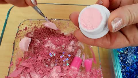 Pink vs Blue - Mixing Makeup Eyeshadow Into Slime Special Series 135 Satisfying