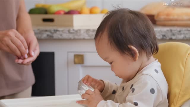 Cute Asian Kid Smiling With Joy ! Puppy Dog Playful