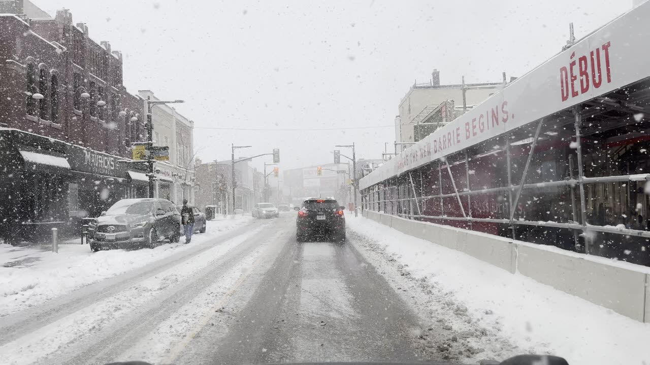 Snowfall Driving in Barrie Ontario Canada - Novermber 2023