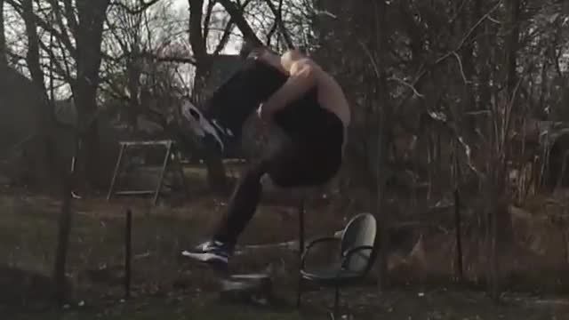 Shirtless parkour ramp kid fail