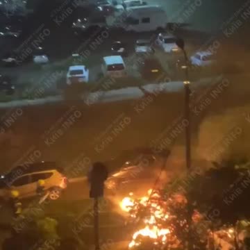 Ukrainian military vehicles set on fire