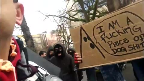 Feb 8 2020 Portland 1.1 antifa throw things and follow A videographer named Andy 1