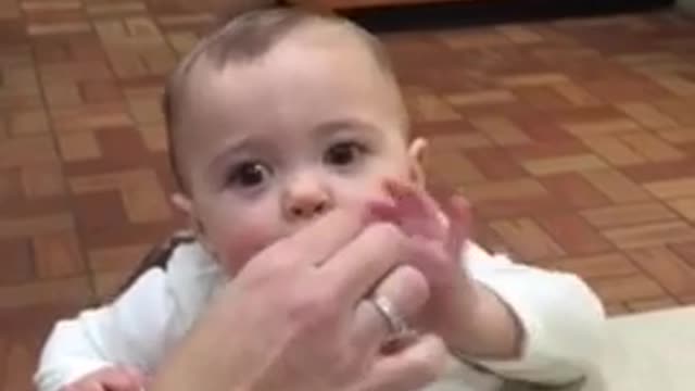 Baby Eating Sugar for the first time