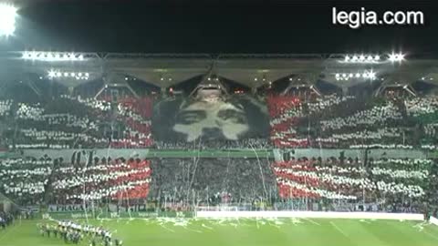 Polish Fans honoring Jesus Christ before a Football Match