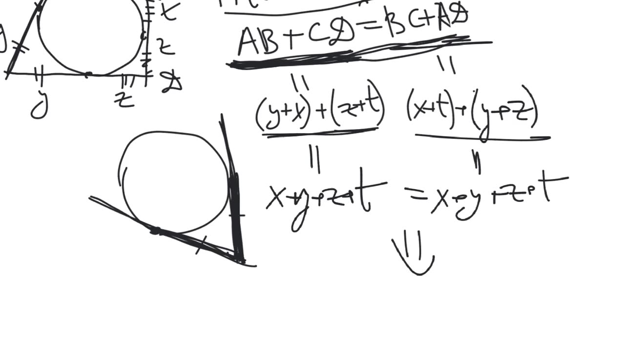 Tangential quadrilaterals, the sums of opposite sides, Pitot's theorem | plane geometry | elementary